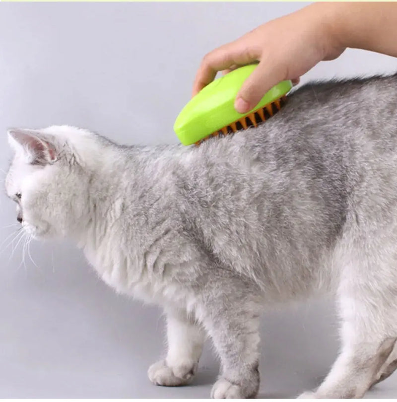 Escova a vapor para gato e cão, pulverizador elétrico para massagem, pet grooming ferramenta, 3 em 1 pente de massagem