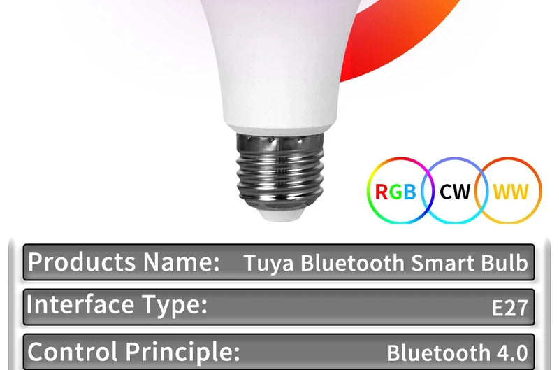 E27 led lâmpada inteligente rgb tuya lâmpada bluetooth app controle ampola regulável lâmpada led 15w casa quarto festa de natal decoração