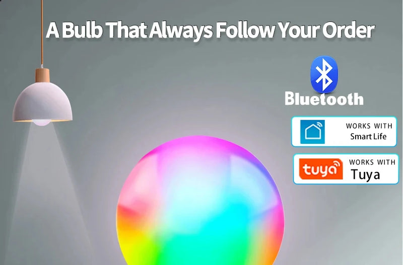 E27 led lâmpada inteligente rgb tuya lâmpada bluetooth app controle ampola regulável lâmpada led 15w casa quarto festa de natal decoração